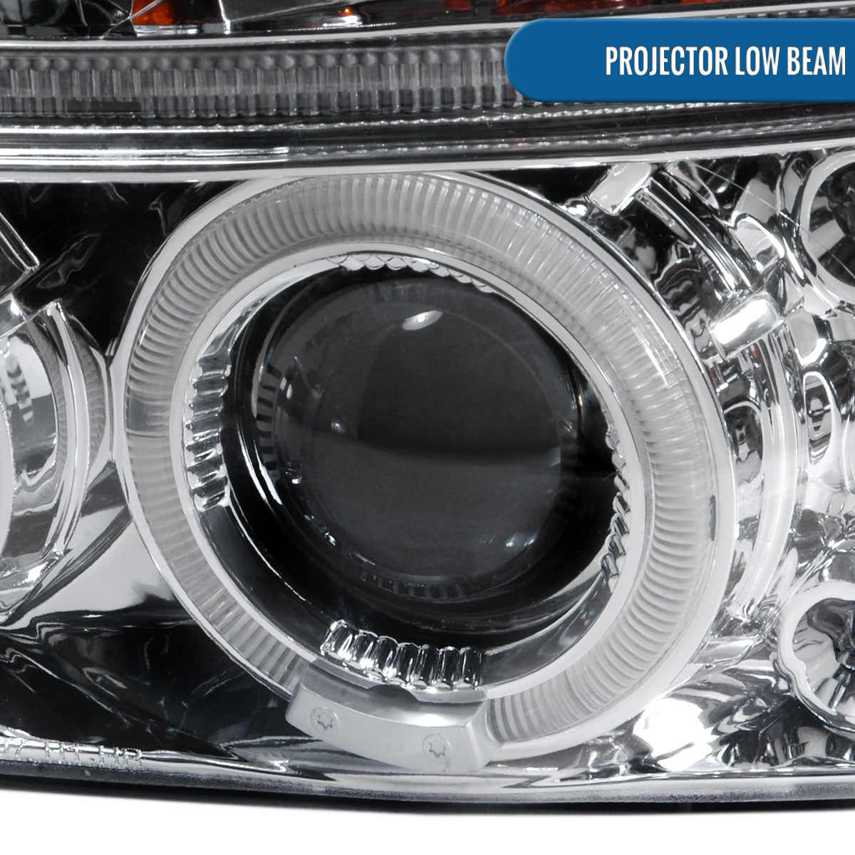 1997-2004 Dodge Dakota Durango Upgrade Replacement LED Dual Rims Running Lights Projector Headlights Assembly Pair | Chrome