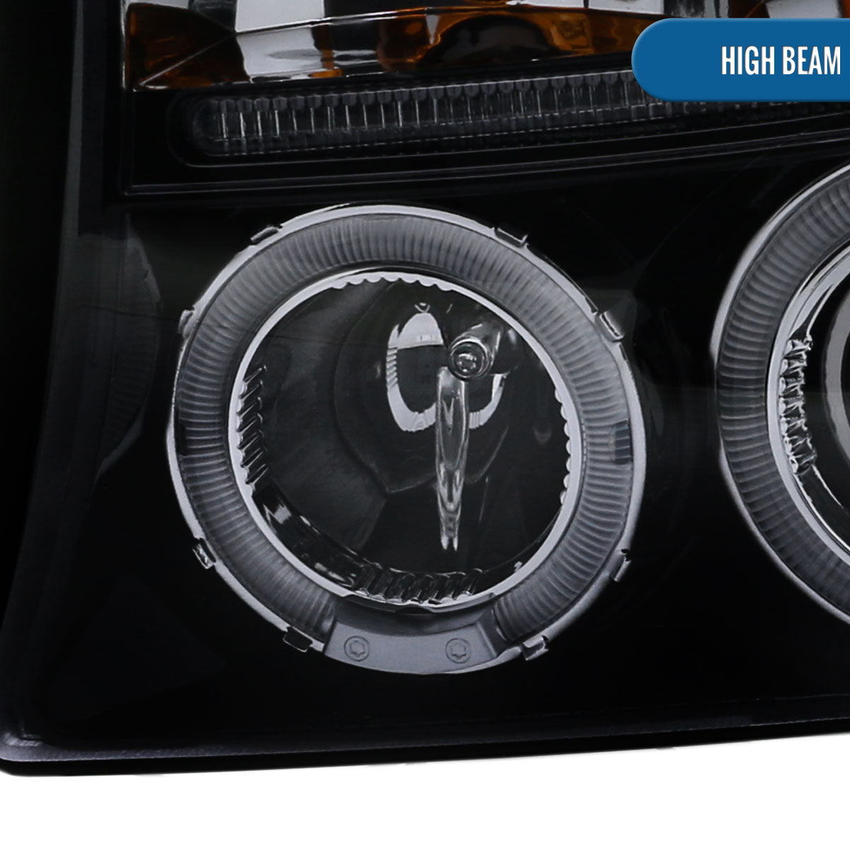 Ronnin - Compatible con Dodge Dakota Durango 1997-2004, actualización de luces de marcha LED de doble halo, faros delanteros tipo proyector, conjunto par | Negro Ahumado