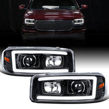 Ronnin - Fits 1999-2007 GMC Sierra Yukon XL Denali Upgraded Replacement LED Tube Running Lights Projector Headlights Assembly Pair | Glossy Black