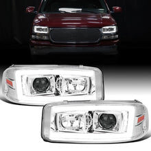 Ronnin - Fits 1999-2007 GMC Sierra Yukon XL Denali Upgraded Replacement LED Tube Running Lights Projector Headlights Assembly Pair | Chrome