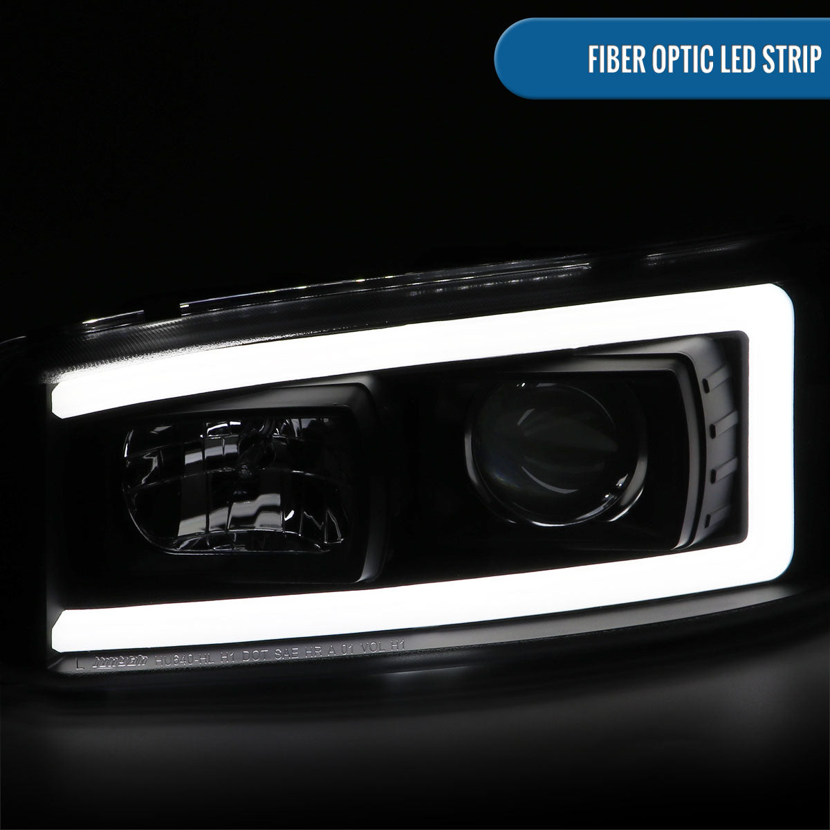 Ronnin - Fits 1999-2007 GMC Sierra Yukon XL Denali Upgraded Replacement LED Tube Running Lights Projector Headlights Assembly Pair | Black