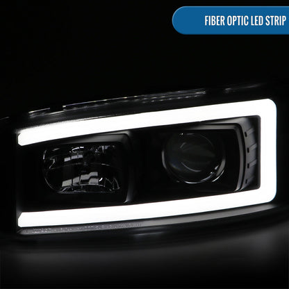 Ronnin - Fits 1999-2007 GMC Sierra Yukon XL Denali Upgraded Replacement LED Tube Running Lights Projector Headlights Assembly Pair | Black