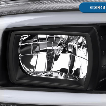 Ronnin - Fits 1999-2007 GMC Sierra Yukon XL Denali Upgraded Replacement LED Tube Running Lights Projector Headlights Assembly Pair | Black