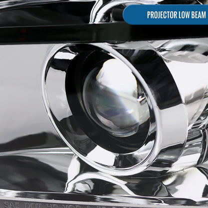 Ronnin - Compatible con GMC Yukon XL 1500 2500 SLT Denali 2007-2014 Proyector de faros con luces LED, par | Cromado