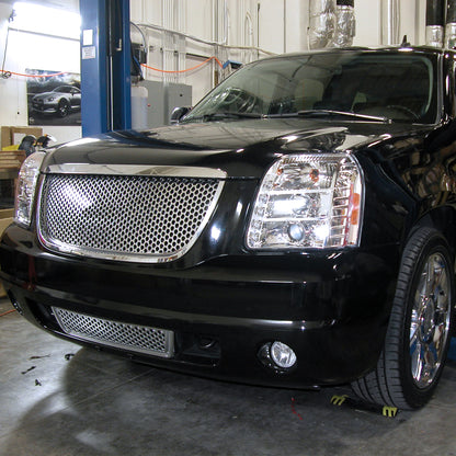Ronnin - Compatible con GMC Yukon XL 1500 2500 SLT Denali 2007-2014 Proyector de faros con luces LED, par | Cromado