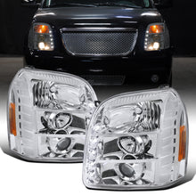 Ronnin - Compatible con GMC Yukon XL 1500 2500 SLT Denali 2007-2014 Proyector de faros con luces LED, par | Cromado