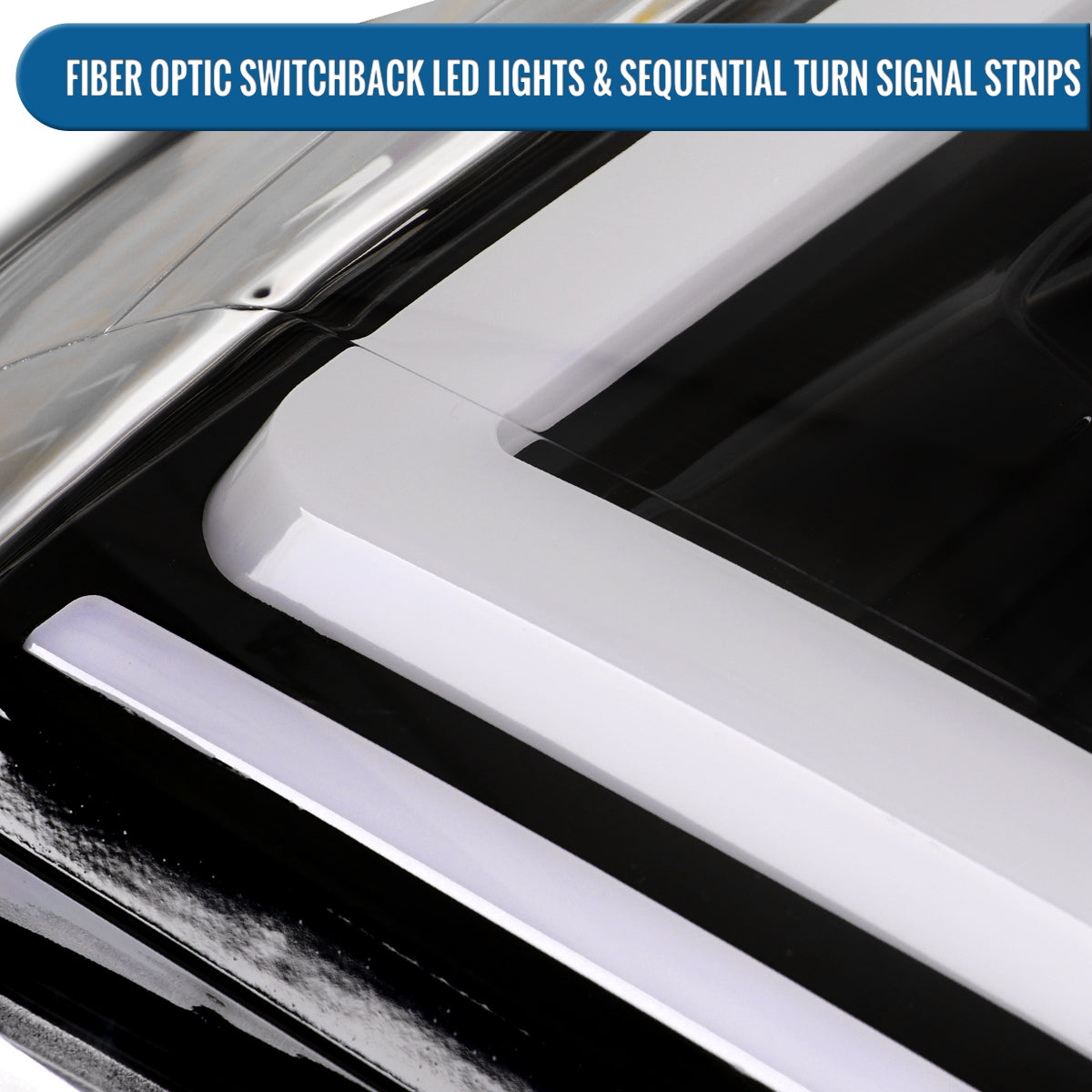 Ronnin - Fits 2007-2014 GMC Yukon XL 1500 2500 Upgraded LED Tube Switchback Sequential Turn Signal Projector Headlights Assembly Pair | Gloss Black