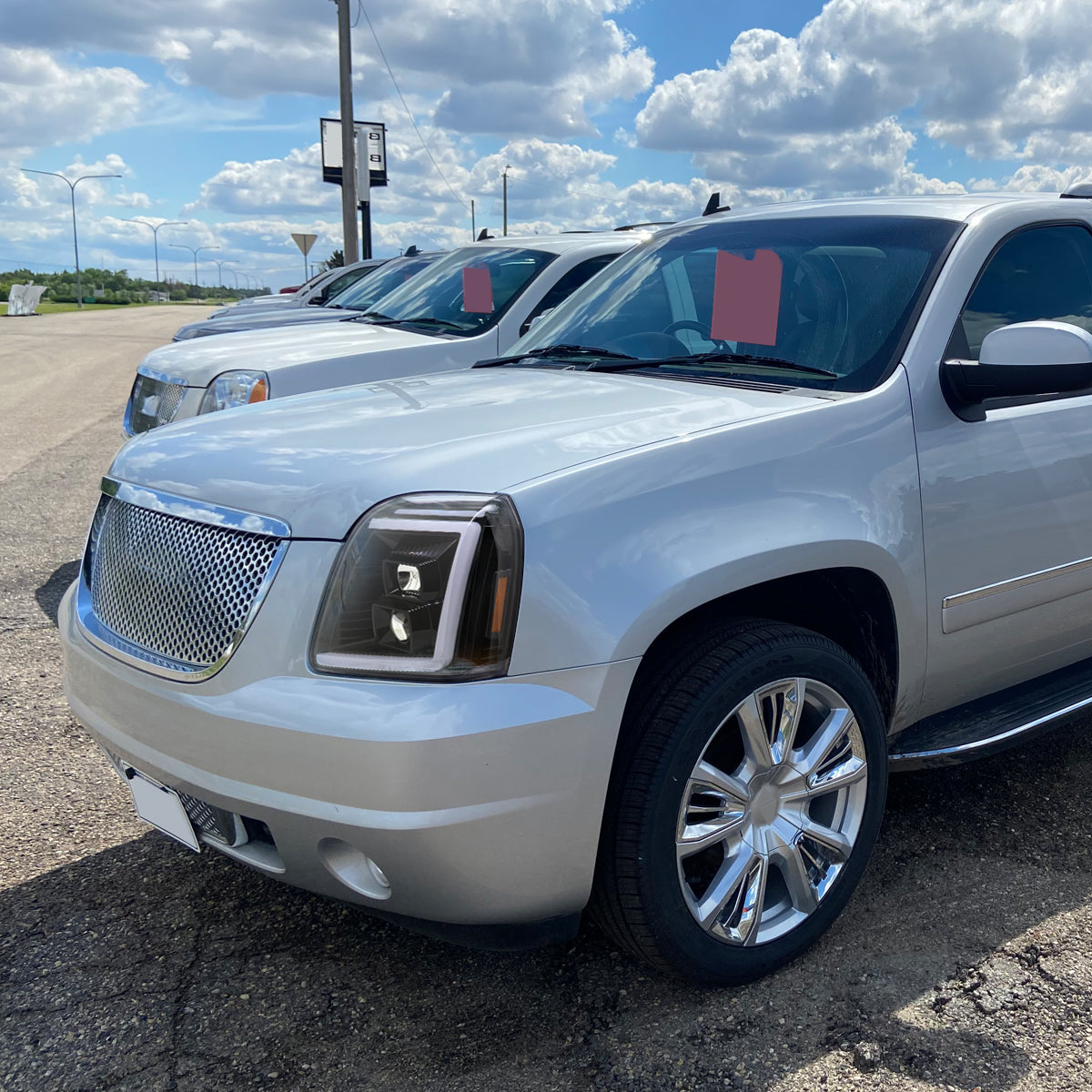 Ronnin - Fits 2007-2014 GMC Yukon XL 1500 2500 Upgraded LED Tube Switchback Sequential Turn Signal Projector Headlights Assembly Pair | Gloss Black