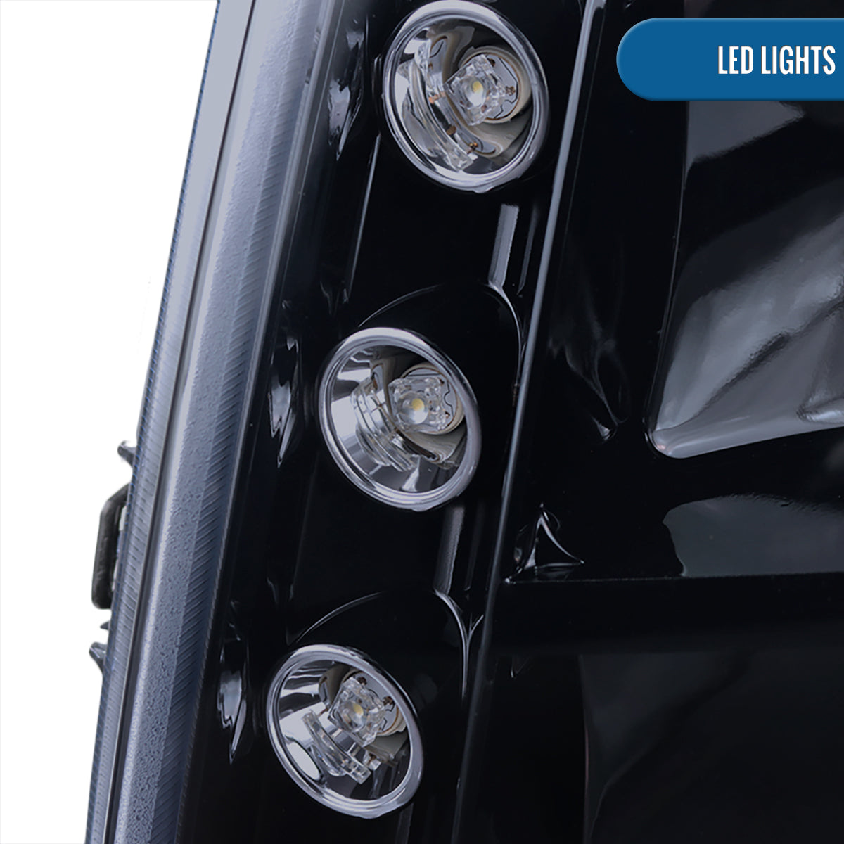 Ronnin - Se adapta a GMC Yukon XL 1500 2500 SLT Denali 2007-2014 Luces LED Proyector Conjunto de Faros Par | Negro Humo