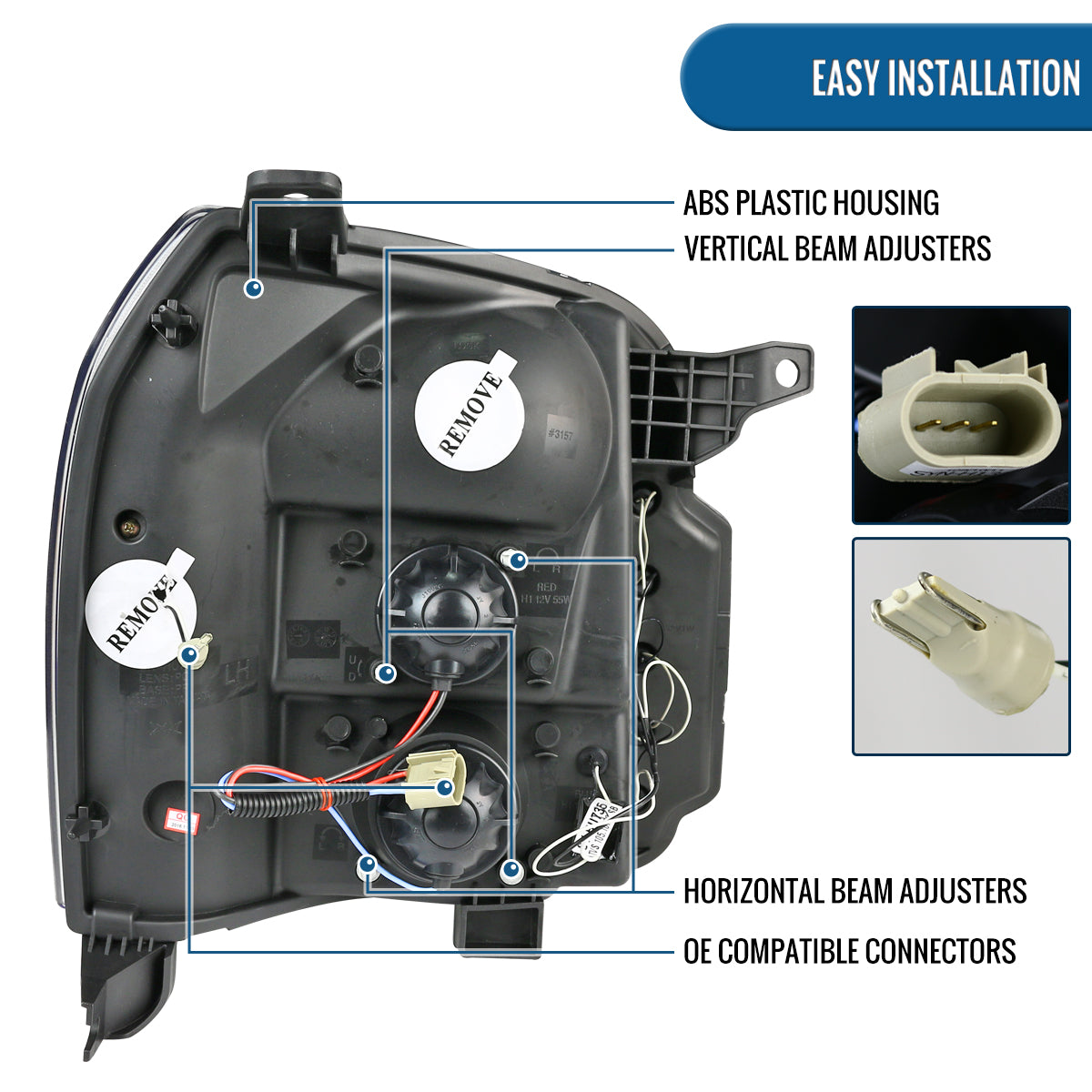 Ronnin - Se adapta a GMC Yukon XL 1500 2500 SLT Denali 2007-2014 Luces LED Proyector Conjunto de Faros Par | Negro Humo