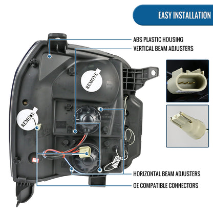 Ronnin - Se adapta a GMC Yukon XL 1500 2500 SLT Denali 2007-2014 Luces LED Proyector Conjunto de Faros Par | Negro Humo
