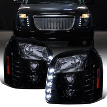 2007-2014 GMC Yukon XL 1500 2500 SLT Denali LED Lights Projector Headlights Assembly Pair | Black Smoke