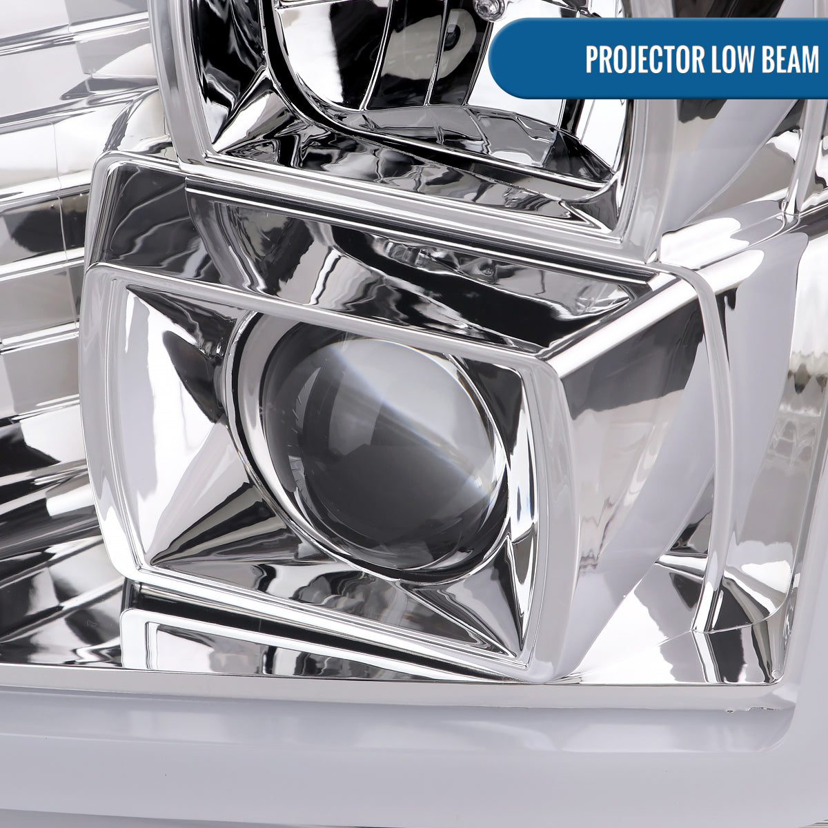 Ronnin - Fits 2007-2014 GMC Yukon XL 1500 2500 Upgraded LED Tube Switchback Sequential Turn Signal Projector Headlights Assembly Pair | Chrome