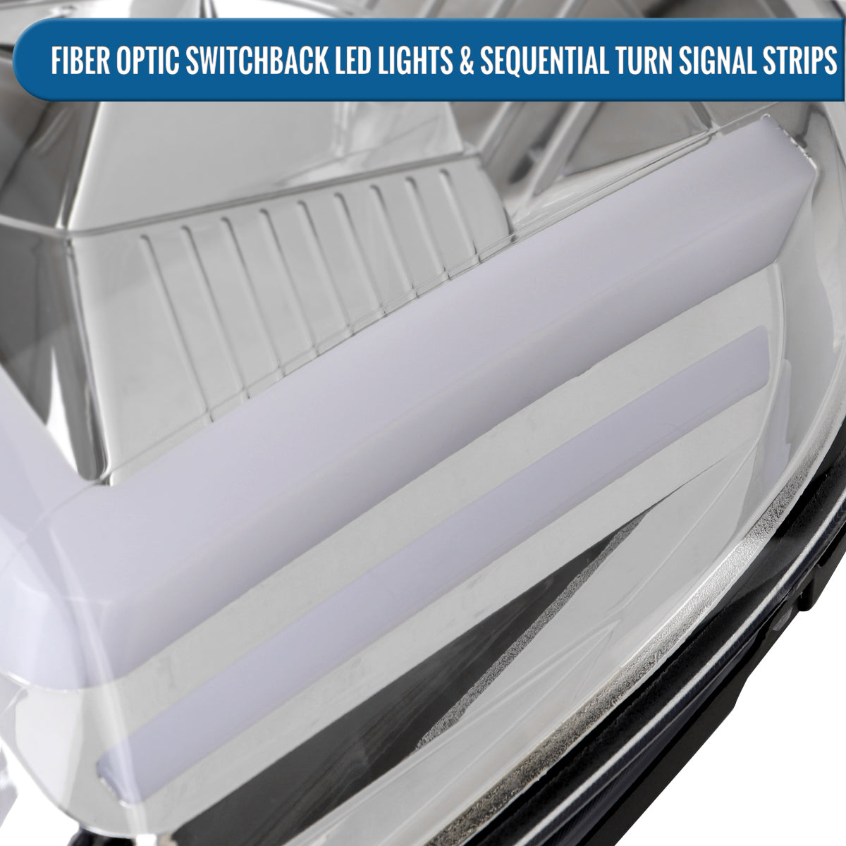 Ronnin - Fits 2007-2014 GMC Yukon XL 1500 2500 Upgraded LED Tube Switchback Sequential Turn Signal Projector Headlights Assembly Pair | Chrome