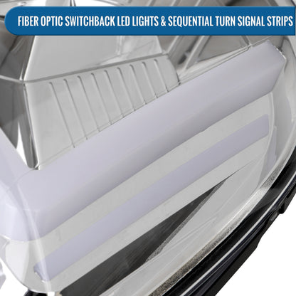 Ronnin - Fits 2007-2014 GMC Yukon XL 1500 2500 Upgraded LED Tube Switchback Sequential Turn Signal Projector Headlights Assembly Pair | Chrome