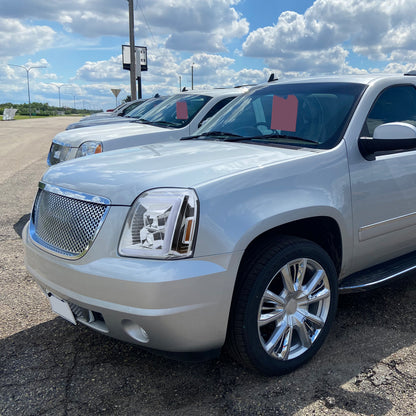 Ronnin - Fits 2007-2014 GMC Yukon XL 1500 2500 Upgraded LED Tube Switchback Sequential Turn Signal Projector Headlights Assembly Pair | Chrome