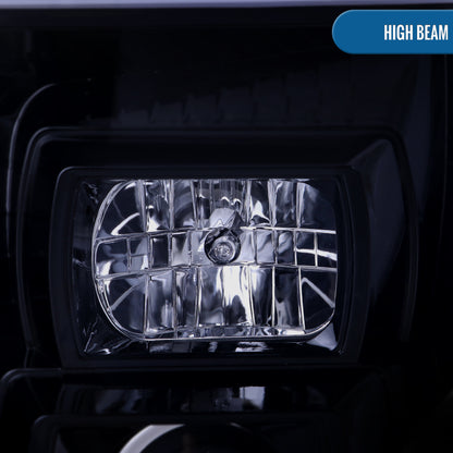 Ronnin - Fits 2007-2014 GMC Yukon XL 1500 2500 Upgraded LED Tube Switchback Sequential Turn Signal Projector Headlights Assembly Pair | Black Smoke