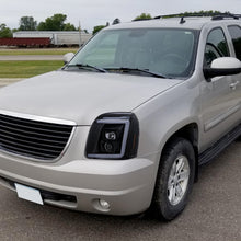 Ronnin - Fits 2007-2014 GMC Yukon XL 1500 2500 Upgraded LED Tube Switchback Sequential Turn Signal Projector Headlights Assembly Pair | Black Smoke