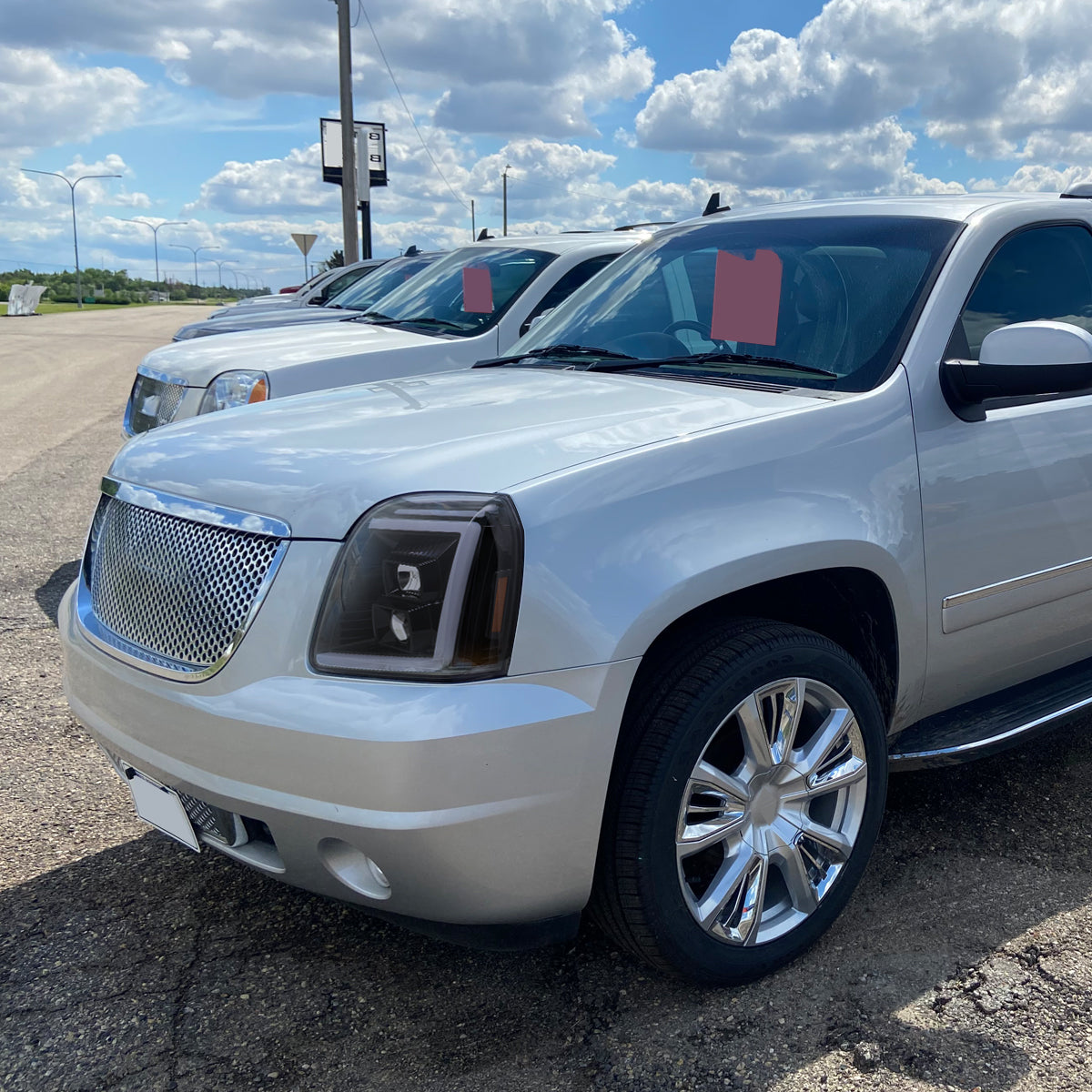 Ronnin - Fits 2007-2014 GMC Yukon XL 1500 2500 Upgraded LED Tube Switchback Sequential Turn Signal Projector Headlights Assembly Pair | Black Smoke