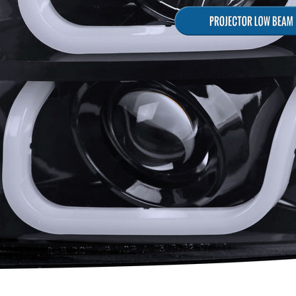 Ronnin - Compatible con GMC Yukon XL 1500 2500 SLT Denali de 2007-2014, faros delanteros con proyector de tubo LED de repuesto mejorados, par | Negro humo