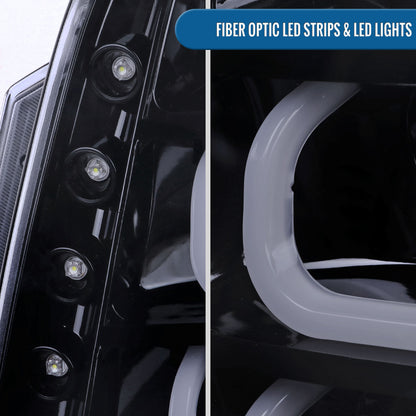 Ronnin - Compatible con GMC Yukon XL 1500 2500 SLT Denali de 2007-2014, faros delanteros con proyector de tubo LED de repuesto mejorados, par | Negro humo