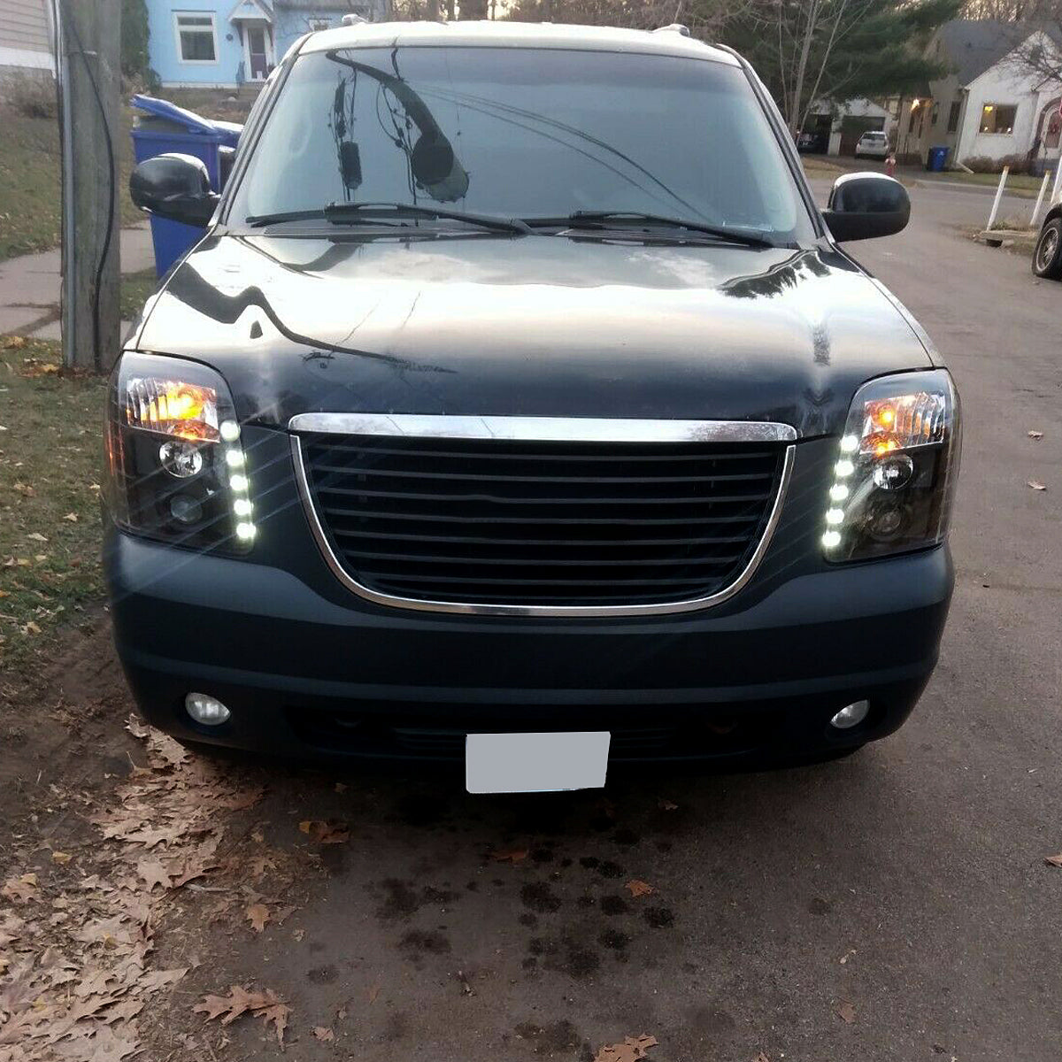 Ronnin - Se adapta a GMC Yukon XL 1500 2500 SLT Denali 2007-2014, par de faros delanteros con proyector de luces LED | Negros