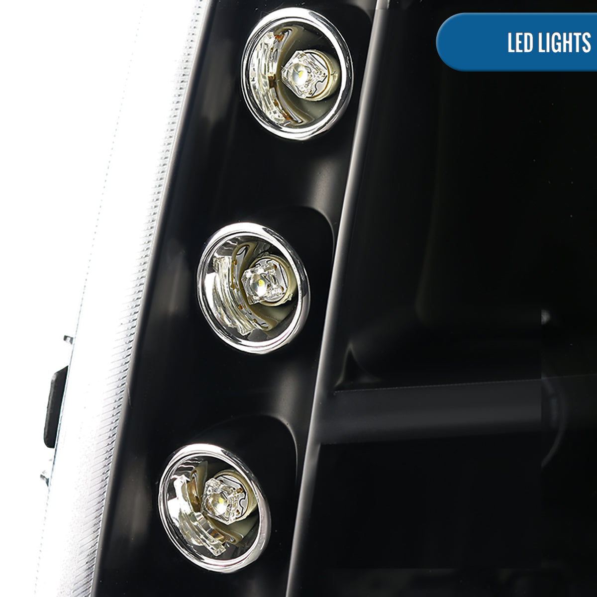 Ronnin - Se adapta a GMC Yukon XL 1500 2500 SLT Denali 2007-2014, par de faros delanteros con proyector de luces LED | Negros