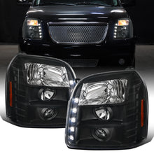 2007-2014 GMC Yukon XL 1500 2500 SLT Denali LED Lights Projector Headlights Assembly Pair | Black