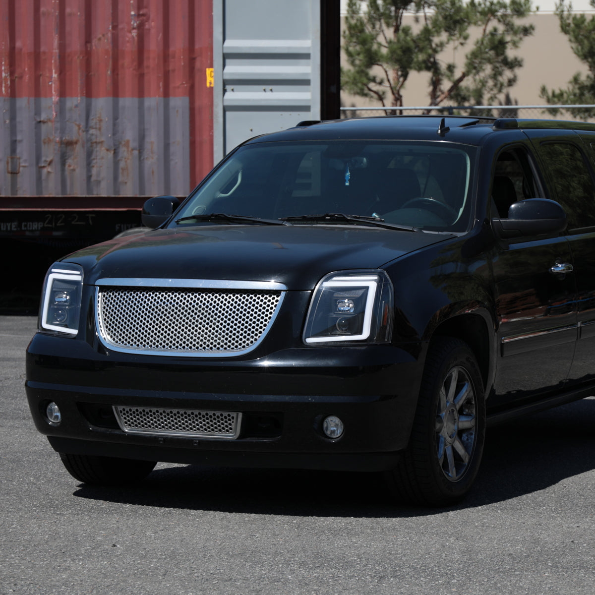 Ronnin - Fits 2007-2014 GMC Yukon XL 1500 2500 Upgraded LED Tube Switchback Sequential Turn Signal Projector Headlights Assembly Pair | Black