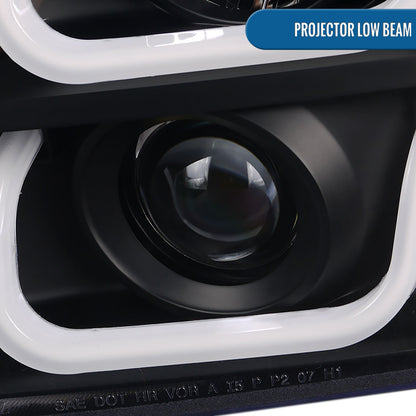 Ronnin - Compatible con GMC Yukon XL 1500 2500 SLT Denali años 2007-2014, faros delanteros con proyector y luces LED de circulación diurna, repuesto de mejora, par | Negro