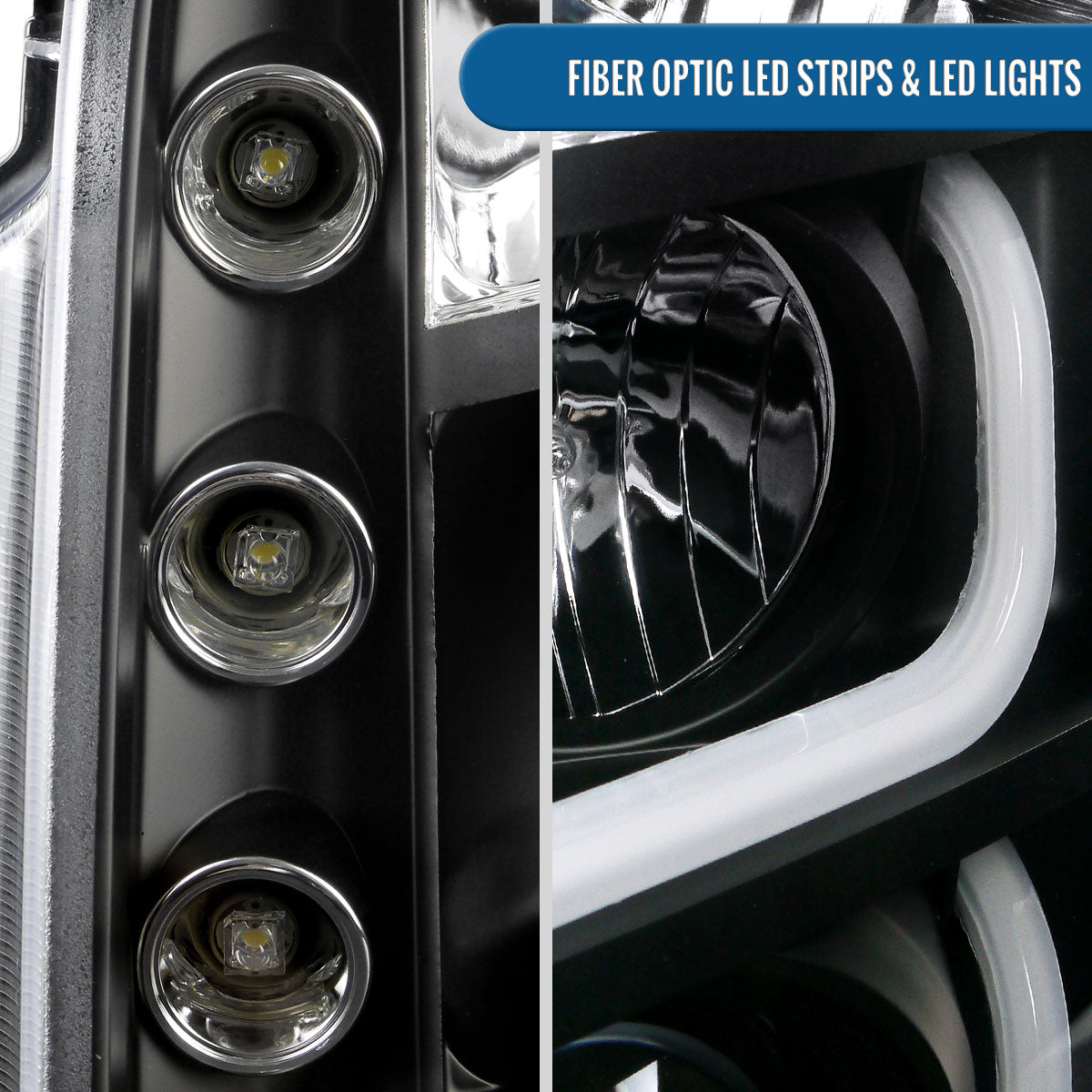 Ronnin - Compatible con GMC Yukon XL 1500 2500 SLT Denali años 2007-2014, faros delanteros con proyector y luces LED de circulación diurna, repuesto de mejora, par | Negro
