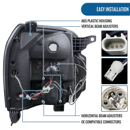Ronnin - Compatible con GMC Yukon XL 1500 2500 SLT Denali años 2007-2014, faros delanteros con proyector y luces LED de circulación diurna, repuesto de mejora, par | Negro