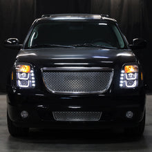 Ronnin - Compatible con GMC Yukon XL 1500 2500 SLT Denali años 2007-2014, faros delanteros con proyector y luces LED de circulación diurna, repuesto de mejora, par | Negro