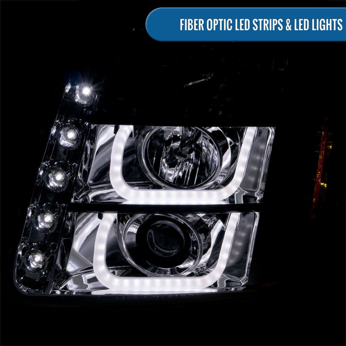Ronnin - Compatible con GMC Yukon XL 1500 2500 SLT Denali 2007-2014, faros delanteros con proyector de tubo LED mejorados y luces de circulación diurna, par | Cromado