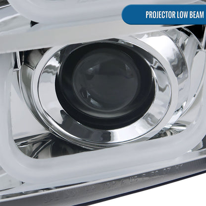 Ronnin - Compatible con GMC Yukon XL 1500 2500 SLT Denali 2007-2014, faros delanteros con proyector de tubo LED mejorados y luces de circulación diurna, par | Cromado