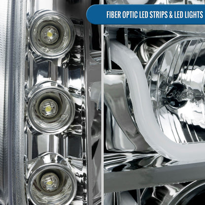 Ronnin - Compatible con GMC Yukon XL 1500 2500 SLT Denali 2007-2014, faros delanteros con proyector de tubo LED mejorados y luces de circulación diurna, par | Cromado