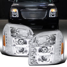 Ronnin - Compatible con GMC Yukon XL 1500 2500 SLT Denali 2007-2014, faros delanteros con proyector de tubo LED mejorados y luces de circulación diurna, par | Cromado