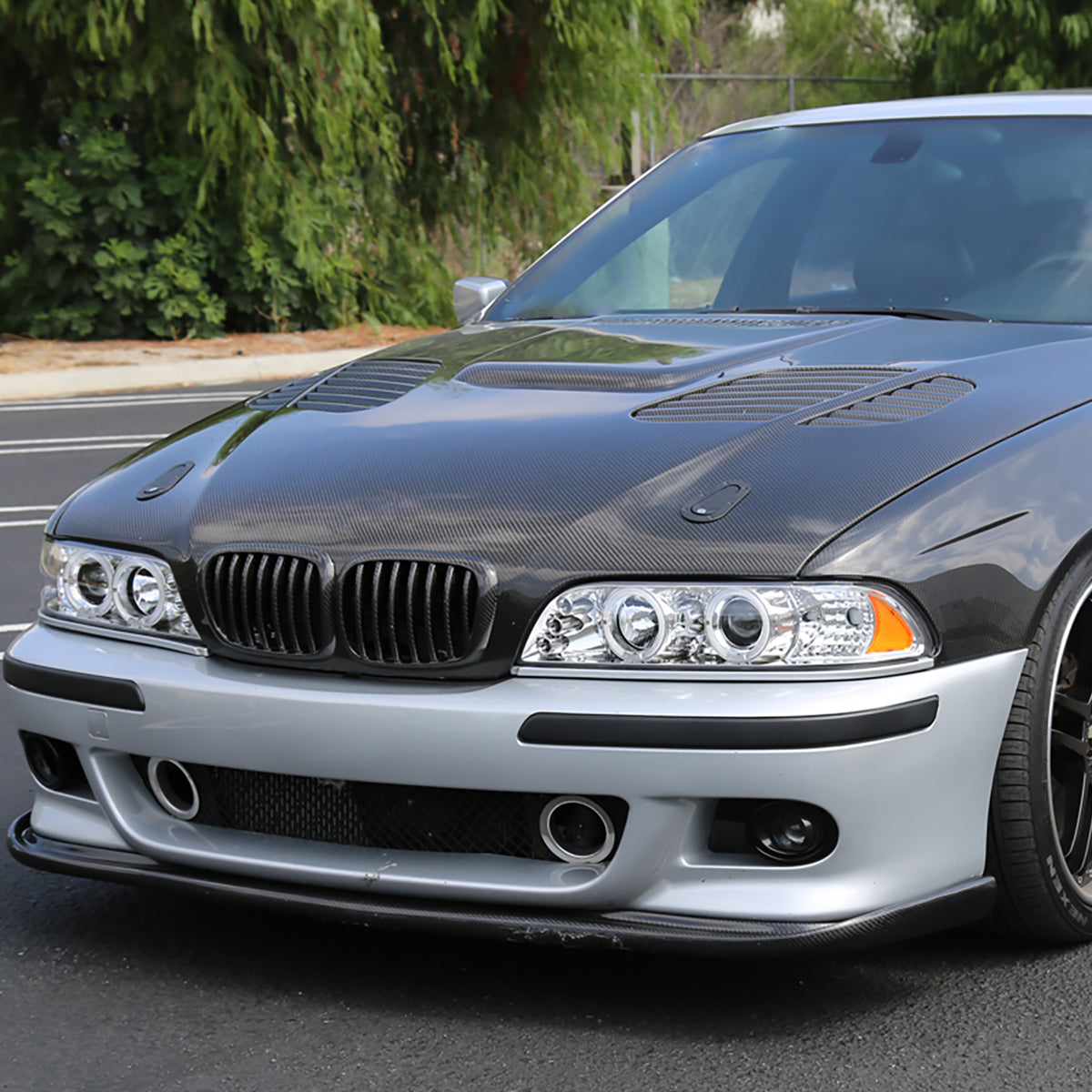 Ronnin - Se adapta a BMW E39 530i 528i 525i de 1996-2003, par de faros delanteros halógenos con proyector LED de doble aro mejorados | Cromo