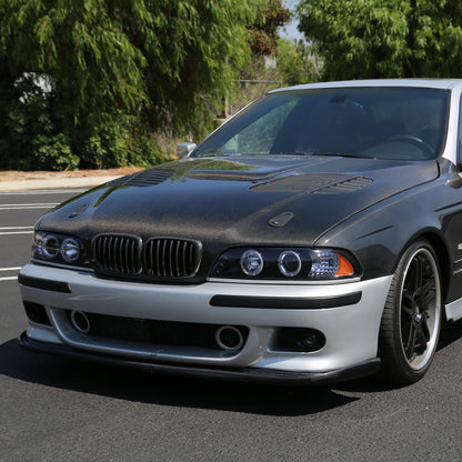 Ronnin - Compatible con BMW E39 530i 528i 525i 1996-2003 Ensamblaje de faros proyectores halógenos LED de doble aro mejorados de reemplazo | Ahumado