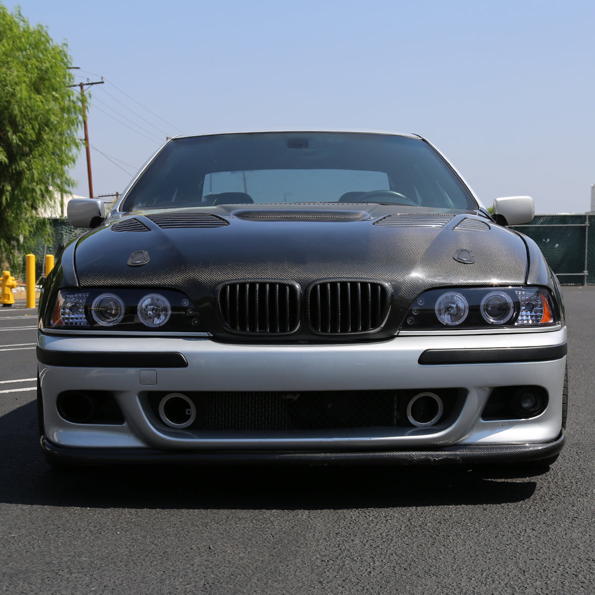 Ronnin - Compatible con BMW E39 530i 528i 525i 1996-2003 Ensamblaje de faros proyectores halógenos LED de doble aro mejorados de reemplazo | Ahumado