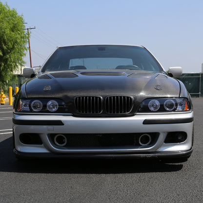 Ronnin - Compatible con BMW E39 530i 528i 525i 1996-2003 Ensamblaje de faros proyectores halógenos LED de doble aro mejorados de reemplazo | Ahumado