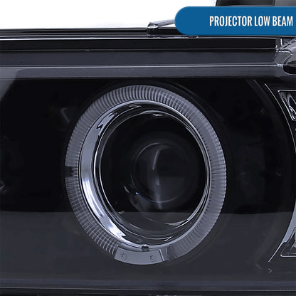 Ronnin - Compatible con BMW E39 530i 525i 525xi 540i de 2001-2003, par de faros delanteros de proyector halógeno con doble aro LED de repuesto mejorado | Negro humo