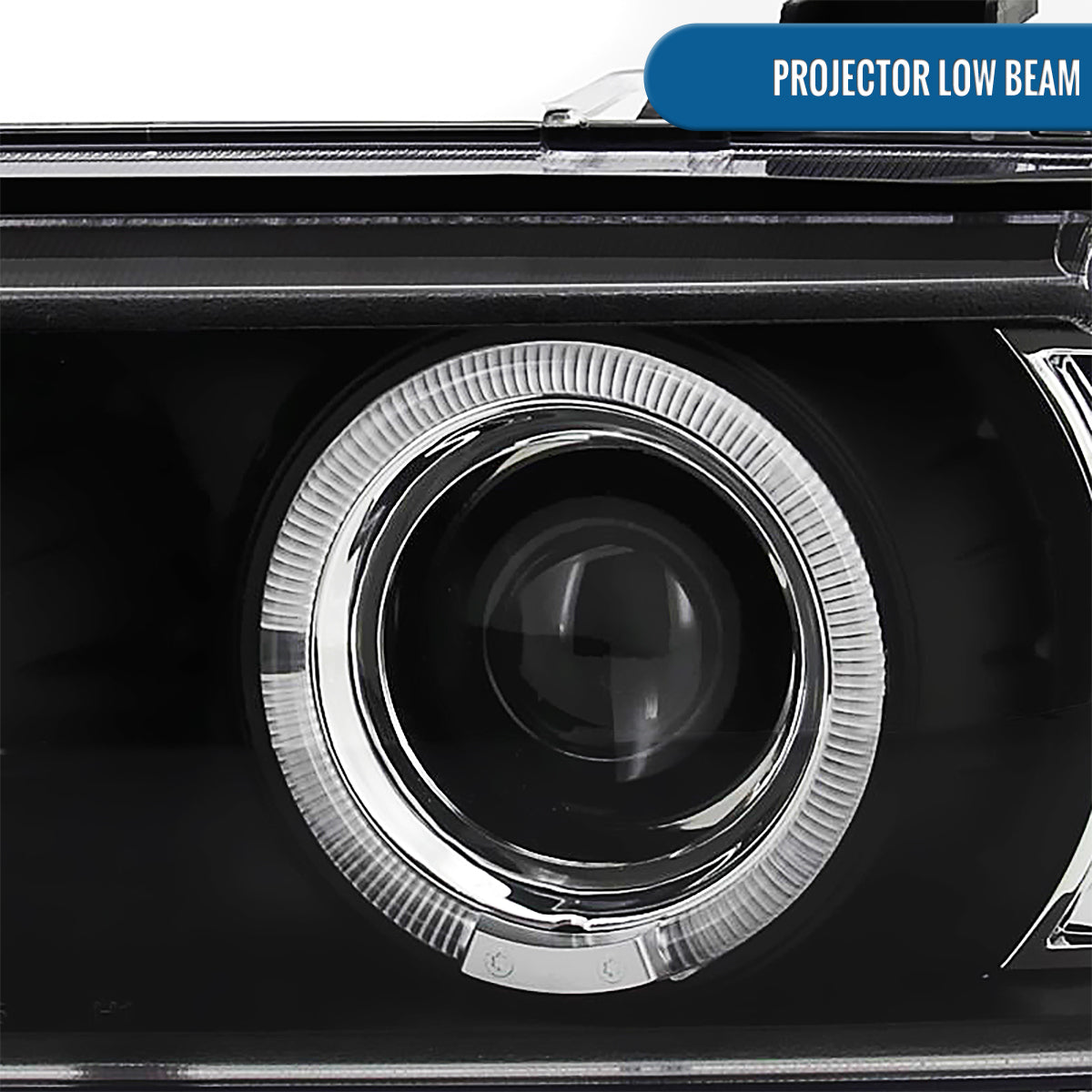 Ronnin - Compatible con BMW E39 530i 525i 525xi 540i de 2001-2003, par de faros delanteros de proyector halógeno con aros dobles LED de repuesto mejorados | Negros