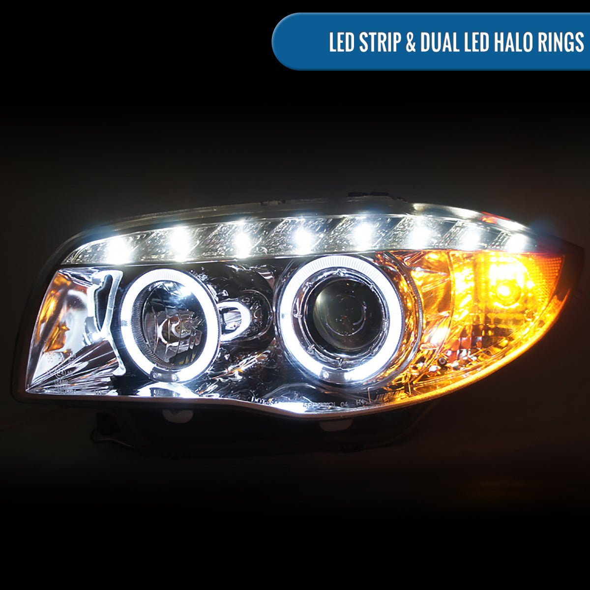 Ronnin - Fits 2004-2013 BMW E87 E81 Euro E82 E88 US 120i 128i 135i Upgraded Replacement LED Angel Eye Projector Headlights Assembly Pair | Chrome