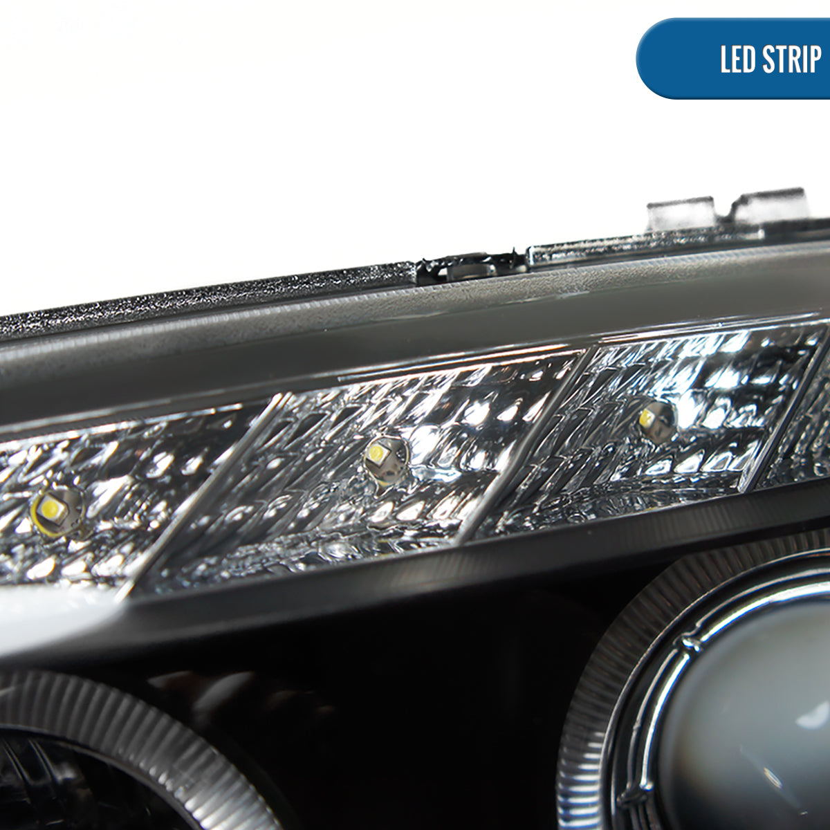 Ronnin - Compatible con BMW E87 E81 Euro E82 E88 US 120i 128i 135i de 2004-2013 | Conjunto de faros delanteros con proyector de LED Angel Eye mejorado | Par | Negro