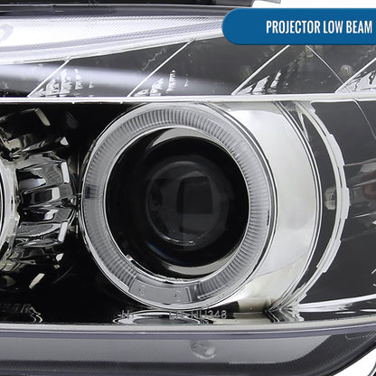 Ronnin - Fits 2006-2008 BMW 3-Series E90 325i 328i 330i E91 Wagon LED Angel Eyes Driving Lights Halogen Projector Headlights Assembly Pair | Chrome