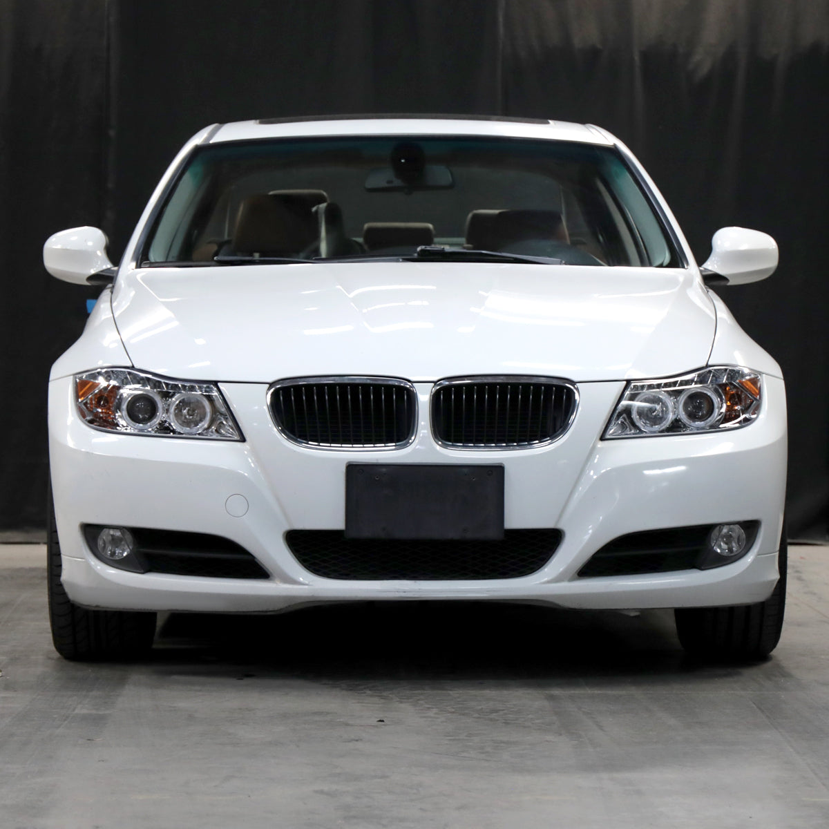 Ronnin - Fits 2006-2008 BMW 3-Series E90 325i 328i 330i E91 Wagon LED Angel Eyes Driving Lights Halogen Projector Headlights Assembly Pair | Chrome