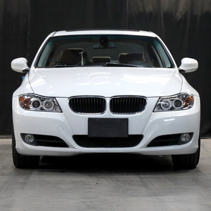 Ronnin - Fits 2006-2008 BMW 3-Series E90 325i 328i 330i E91 Wagon LED Angel Eyes Driving Lights Halogen Projector Headlights Assembly Pair | Chrome