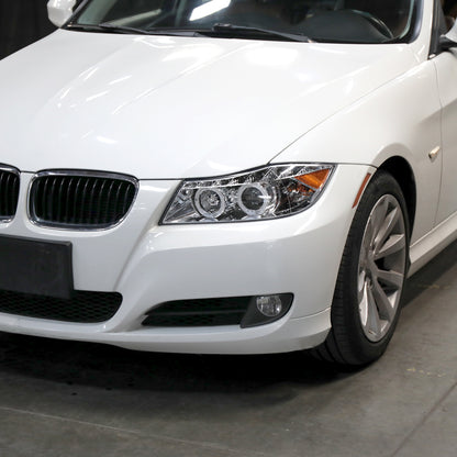 Ronnin - Fits 2006-2008 BMW 3-Series E90 325i 328i 330i E91 Wagon LED Angel Eyes Driving Lights Halogen Projector Headlights Assembly Pair | Chrome