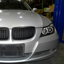 Ronnin - Fits 2006-2008 BMW 3-Series E90 325i 328i 330i E91 Wagon LED Angel Eyes Driving Lights Halogen Projector Headlights Assembly Pair | Black